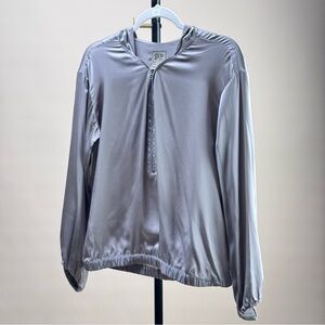 Go by GoSilk Washable Silk Half-Zip Hoodie in Soft Gray